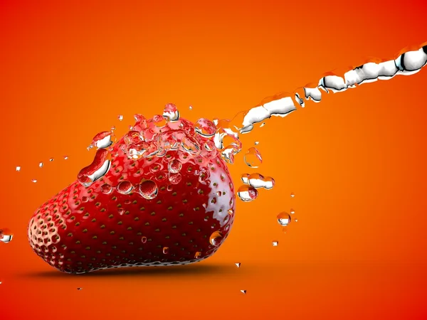 Fresa agua salpicadura fruta fresca y saludable naranja —  Fotos de Stock