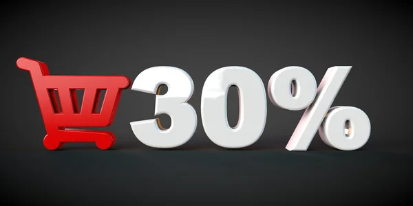 30 procent rabatt kundvagn Online Store Kupong svart — Stockfoto