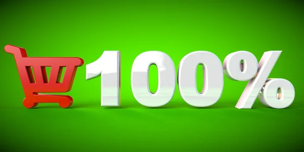 100 procent rabatt kundvagn Online Store Kupong grön — Stockfoto