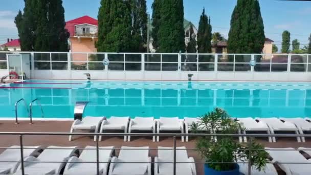 Aqua Modrá Držadlo Zábradlí Zdraví Zdravý Dovolená Hotel Životní Styl — Stock video