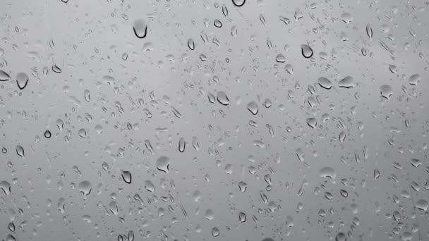 Regentropfen auf dem Glas. Bewölkt. Regen. Traurigkeit. Traurigkeit. Blaue Stimmung. — Stockvideo