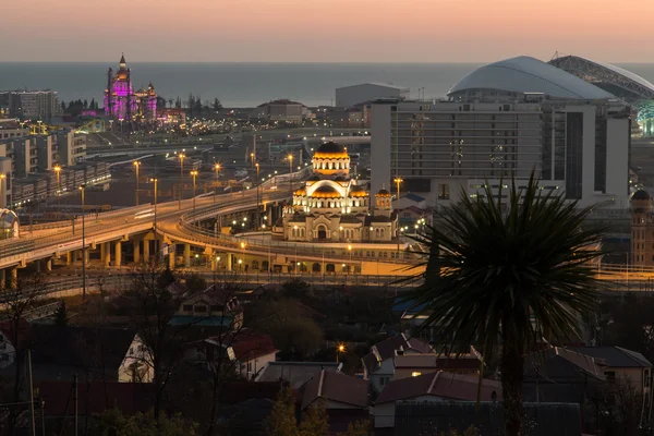 Sochi Olympic Park akşam manzarası.
