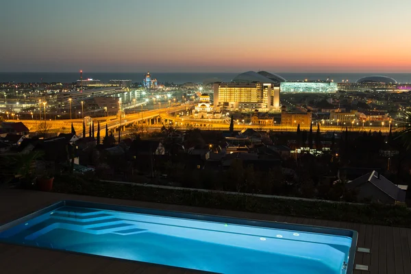 Sochi Olympic Park akşam manzarası.