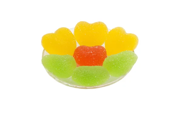 Bir plaka üzerinde bir kalp şeklinde şeker