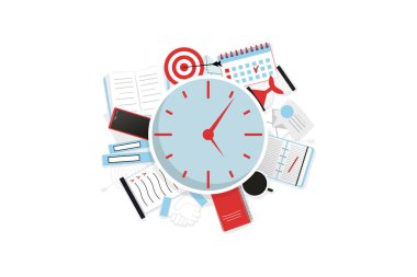 Abstract working and time management, goals and targets concept. Copy space. Deal and tasks are completed. Vector illustration. EPS 10 clipart
