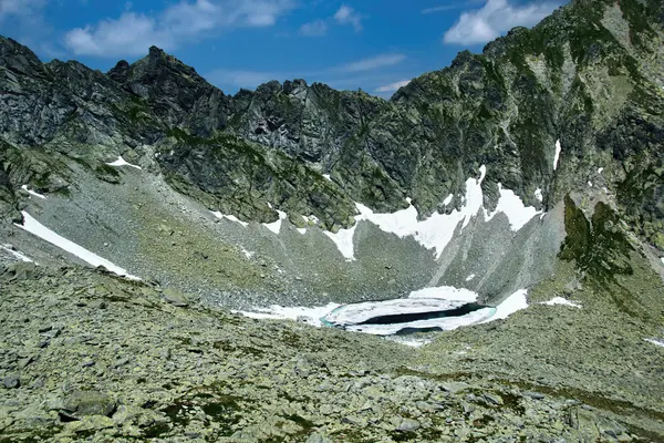 Yüksek dağlar karlı gölde