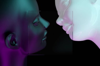 3D resimleme, ai yapay zeka robotu veri internet ağı ile insansı, derin öğrenme sistemi teknolojisi