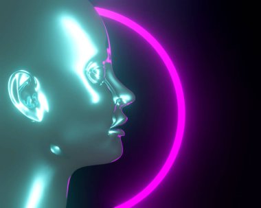 3D resimleme, ai yapay zeka robotu veri internet ağı ile insansı, derin öğrenme sistemi teknolojisi