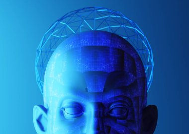 3D resimleme, ai yapay zeka robotu veri internet ağı ile insansı, derin öğrenme sistemi teknolojisi