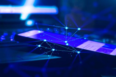 laptop klavye bilgisayarının dijital teknolojisi, ağ ai veri bilgileri, internet gizliliğinin güvenliği