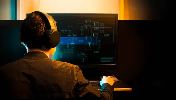 Gamer Spela Spel Med Musen Med Dator Tangentbord Spel Och — Stockfoto