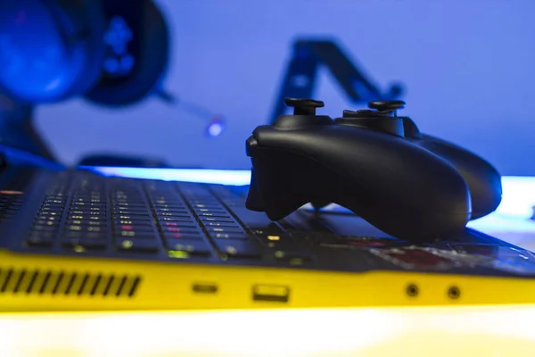 Joystick Του Gaming Εργαλεία Και Esports Πρόκληση Streaming Online Τουρνουά — Φωτογραφία Αρχείου