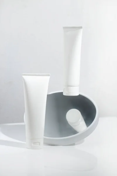 Mockup Van Schoonheid Mode Cosmetische Make Fles Lotion Serum Product — Stockfoto