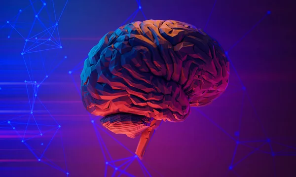 Ilustracji Renderowania Ludzkiego Mózgu Opieki Zdrowotnej Komórek Neuronowych Nauki Badań — Zdjęcie stockowe