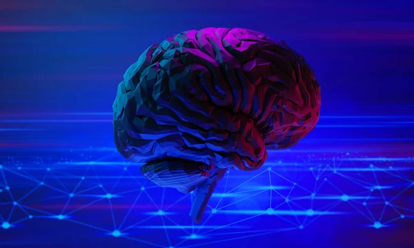 Ilustracji Renderowania Ludzkiego Mózgu Opieki Zdrowotnej Komórek Neuronowych Nauki Badań — Zdjęcie stockowe