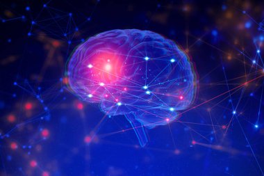 3D resimleme, ai yapay zeka robotu veri internet ağı ile insansı, derin öğrenme sistemi teknolojisi