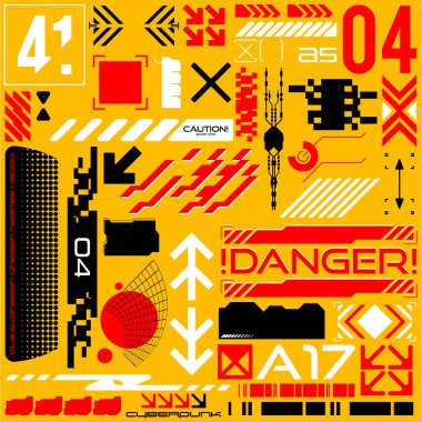 y2k 2000s scifi cyberpunk retro-futuristic layout template set dashboard HUD for ux-ui application, 2d vector illustration