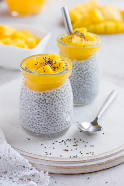 Chiasamen Pudding mit Mango — Stockfoto