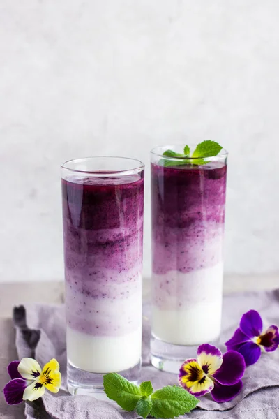 Heerlijke ombre blueberry smoothie — Stockfoto