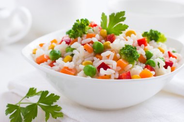 Rice with vegetables clipart