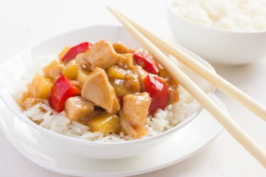 Sour chicken with rice clipart