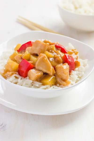 Frango azedo com arroz — Fotografia de Stock