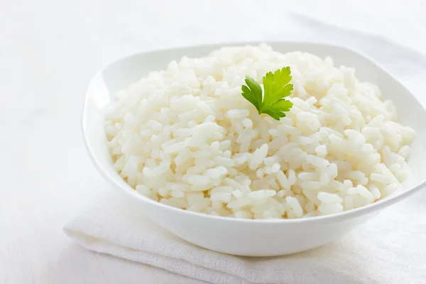 Weißer Reis in Schüssel Stockfoto