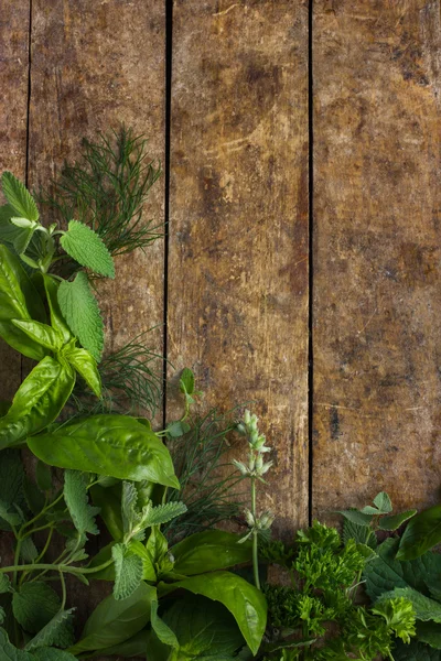 Voedsel achtergrond met aromatische kruiden. — Stockfoto