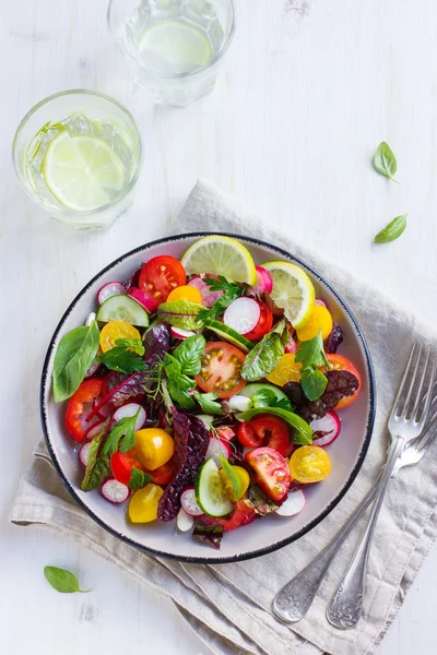 Ensalada saludable con verduras frescas de verano — Foto de Stock