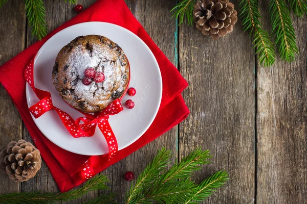 Kleine vruchtencake voor kerstdiner Rechtenvrije Stockafbeeldingen