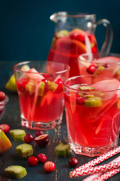 Apple, tranbär och rabarber drink, — Stockfoto