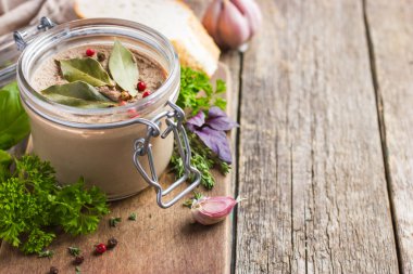 chicken liver pate in glass jar clipart