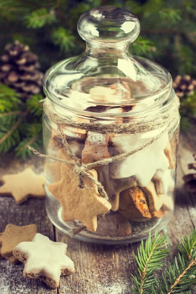 Galletas de Navidad en tarro de vidrio — Foto de Stock