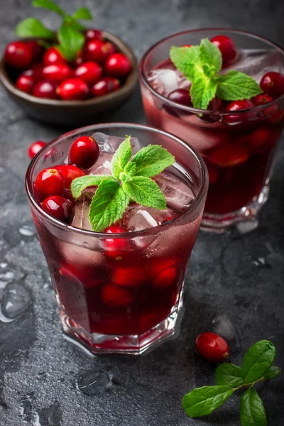 Refreshing cocktail with cranberry and ice — Stock Photo, Image