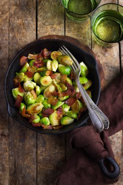 roasted brussels sprouts with bacon clipart