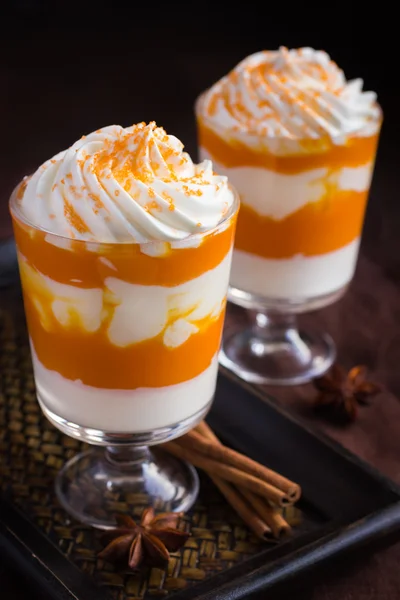 Pumpkin and cream cheese dessert — Stock Photo, Image