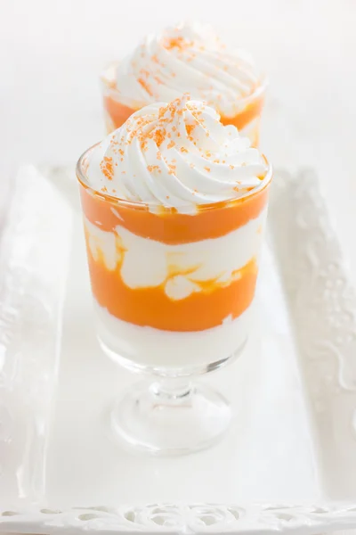 Pumpkin and cream cheese dessert — Stock Photo, Image