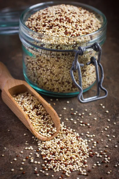 Igrain quinoa organicznych w słoik — Zdjęcie stockowe