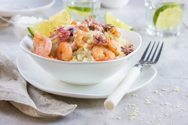 Kase lezzetli deniz ürünleri risotto — Stok fotoğraf