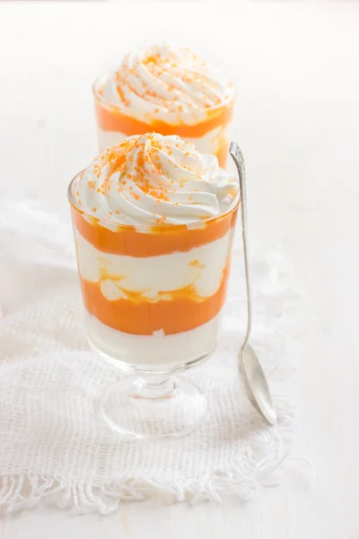 Pumpkin and cream cheese dessert — Stock Photo, Image