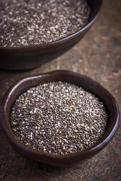 Organické chia semen v misce — Stock fotografie
