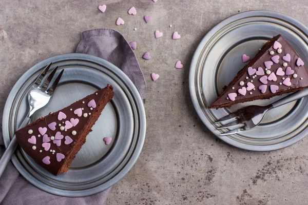 Кусочки вкусного шоколадного торта — стоковое фото