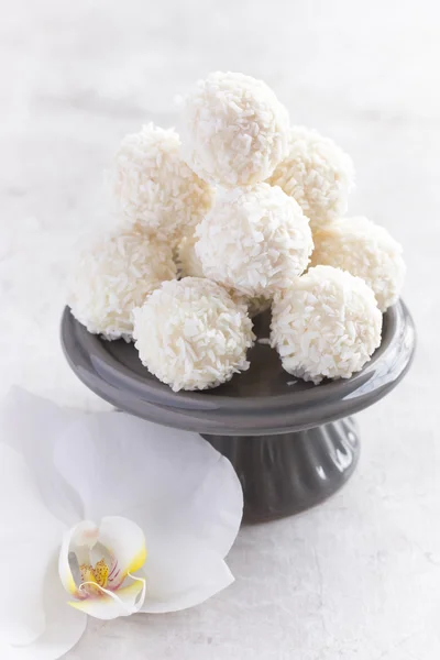 White chocolate and coconut candy balls — Stock Photo, Image