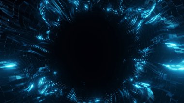 3d soyut mavi çizgi delikleri oluşturuluyor