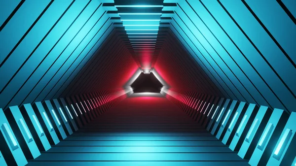 3d rendering abstract space sci-fi future corridor hallway