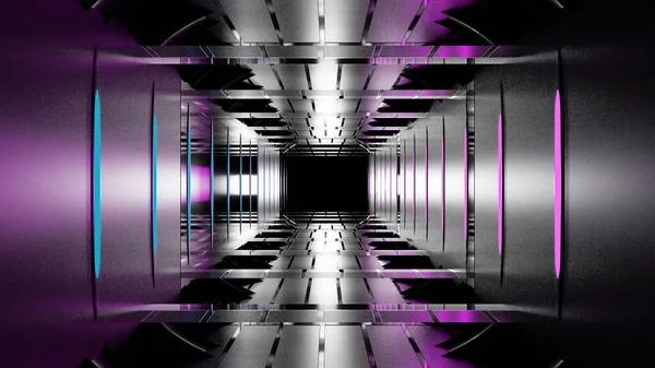 Schone Scifi Fantasie Ruimte Tunnel Corridor Buitenaardse Abstracte Illustratie Wallpaper — Stockfoto