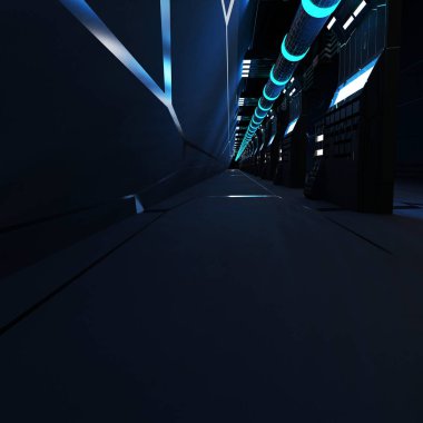 Fütüristik bilim-kurgu tünel geçidi güzel yansıtıcı 3 boyutlu duvar kağıdı işlemeli arka plan.