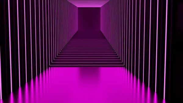 Rendering Gloeilijnen Tunnels Neon Lichten Virtual Reality Abstract Achtergrond Stepless — Stockfoto