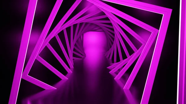 Rendering Glow Lines Tunnels Neon Lights Virtual Reality Abstract Background — Stock Photo, Image