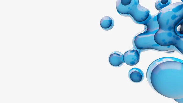 Liquid Ball Rendering Abstract Blue White Minimalist Poster Background — Stock Photo, Image